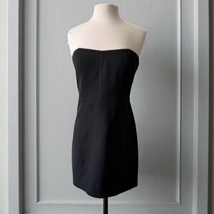 Theory Shosana Little Black Strapless Dress Wool Spandex Size 12